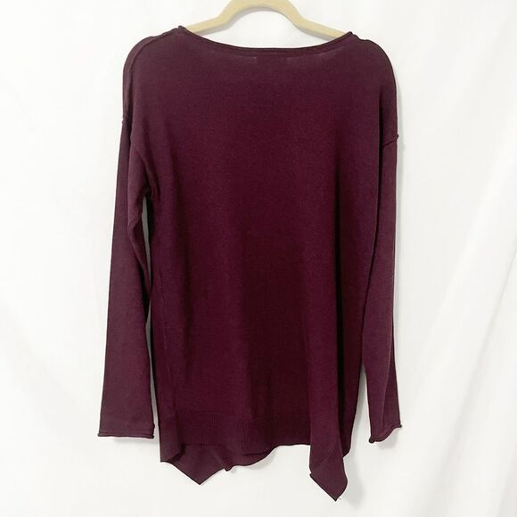 Verve ami Plumb Purple Asymmetric Wide Neck Knit Sweater Size M - Picture 3 of 8